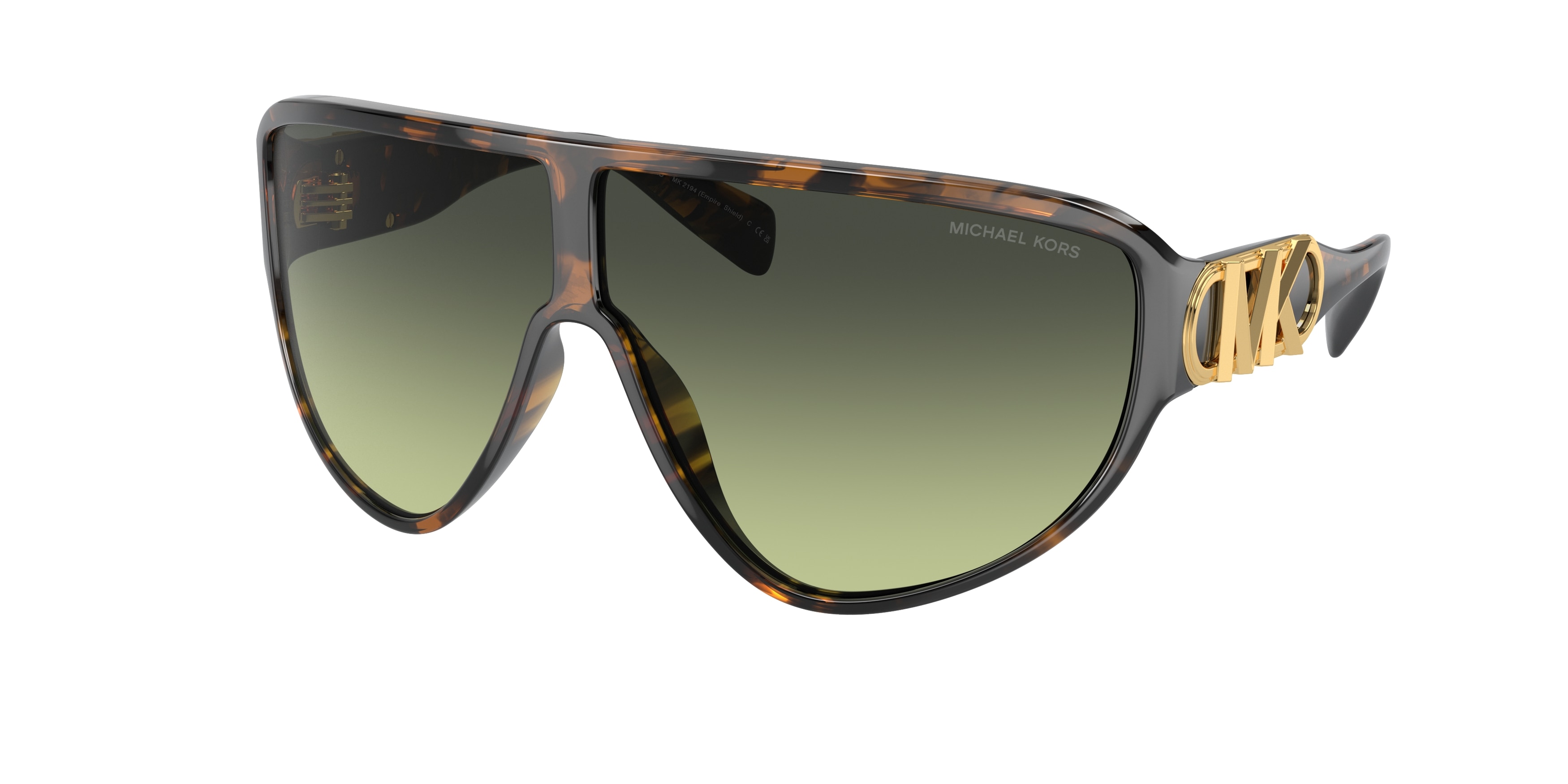 Michael Kors Femme MK2194 Empire Shield 30060N Lunettes De Soleil Injecté Tortue Vert GéOméTrique Normale Ombré-image
